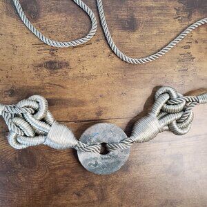 Sage Green with hand carved koi fish stone belt buckle and soft spiral belt rope